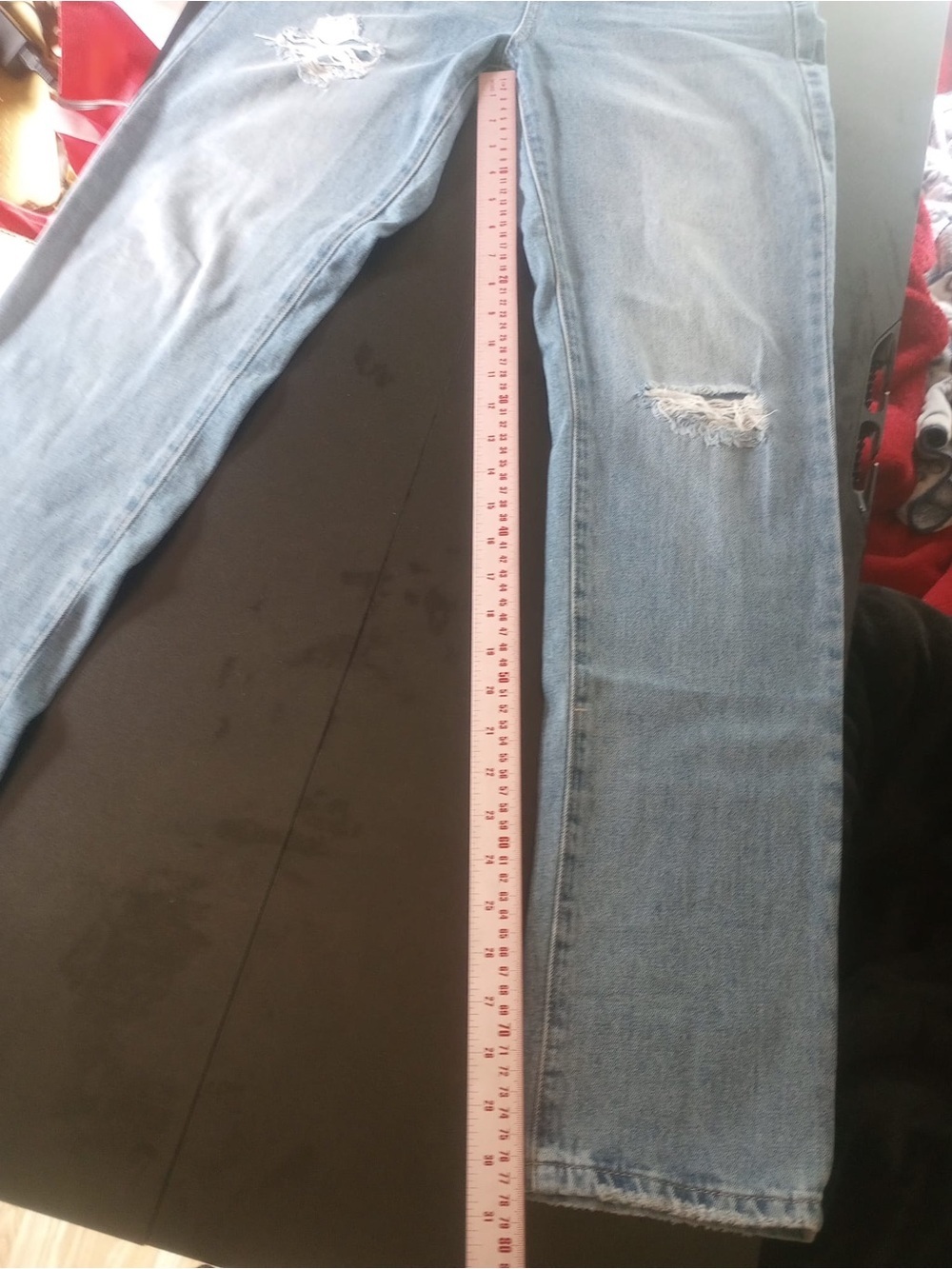 High-Rise Light Blue Distressed Women's Jeans - Picture 10 of 13